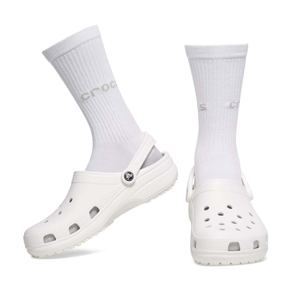Chaussettes Crocs Adult Crew Solid 3-Pack Homme Blanche | France 1659CTVE